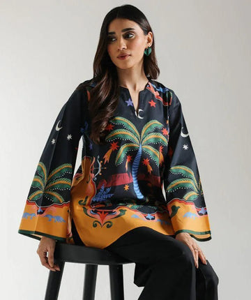 1 Pc Women's Stitched Lawn Digital Print Top
