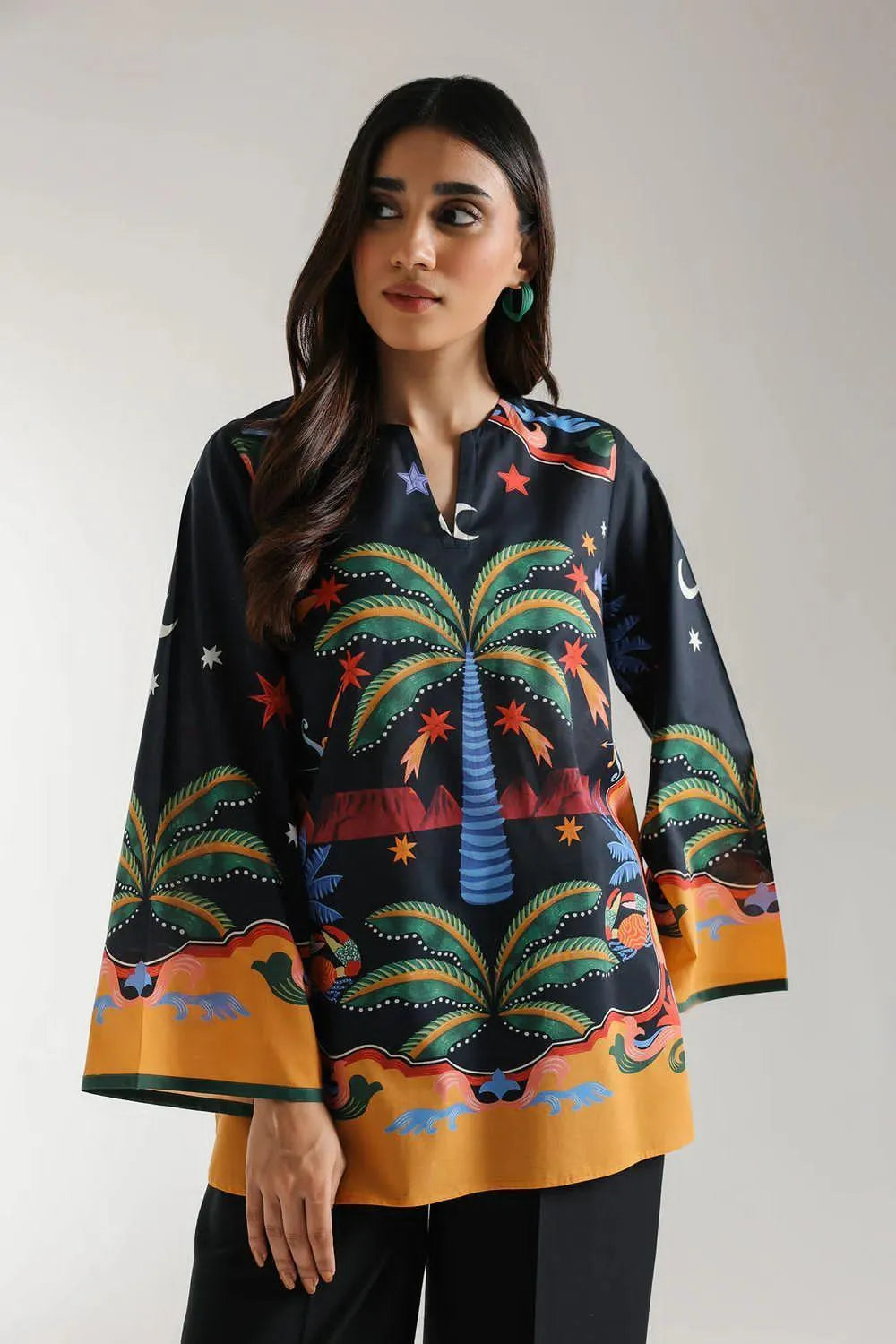 1 Pc Women's Stitched Lawn Digital Print Top