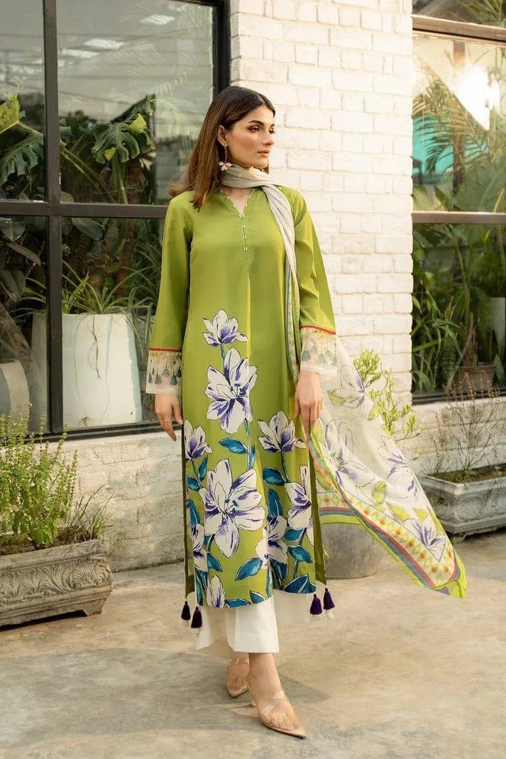 Women's Stitched Silk Digital Print Shirt And Trouser
