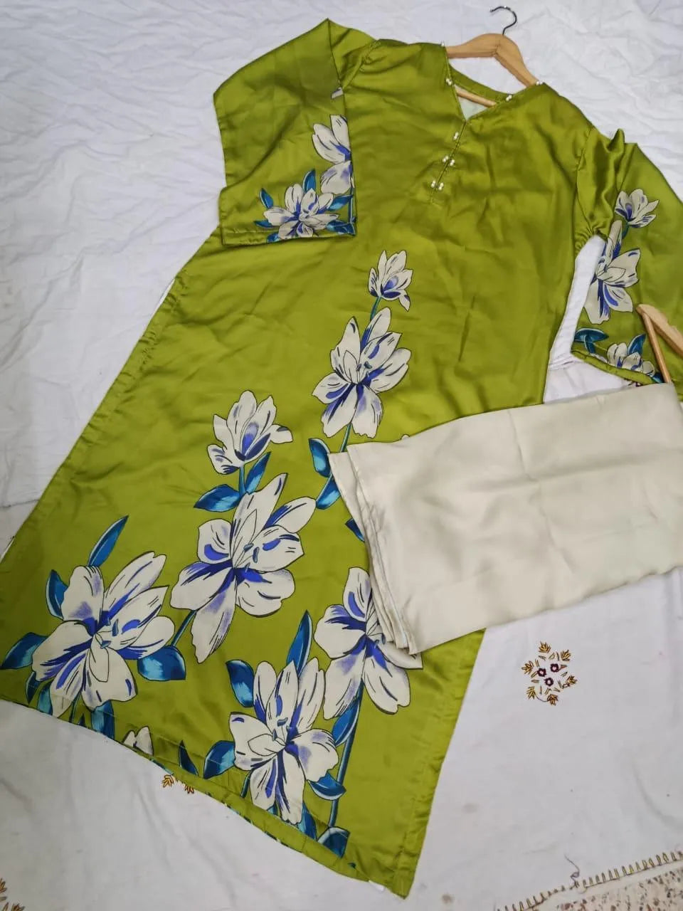 Women's Stitched Silk Digital Print Shirt And Trouser